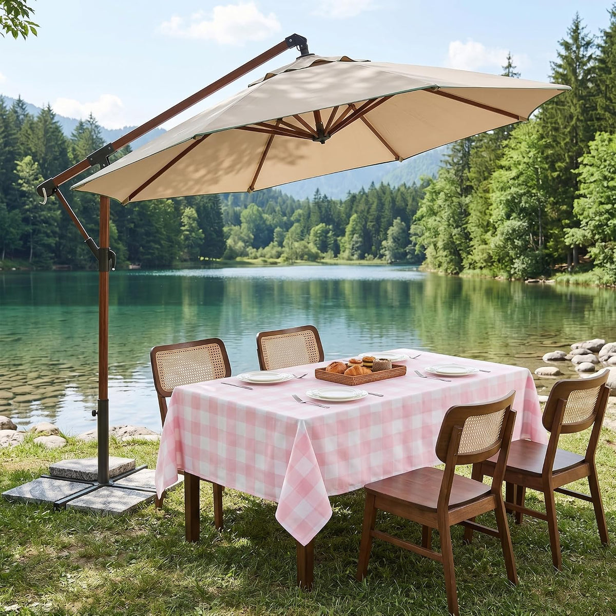 Pink and White Table Cloth Rectangle Table Cover 71"x55"
