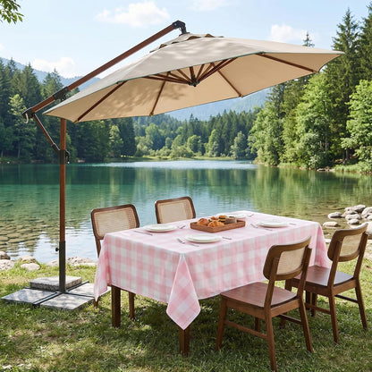 Pink and White Table Cloth Rectangle Table Cover 71"x55"