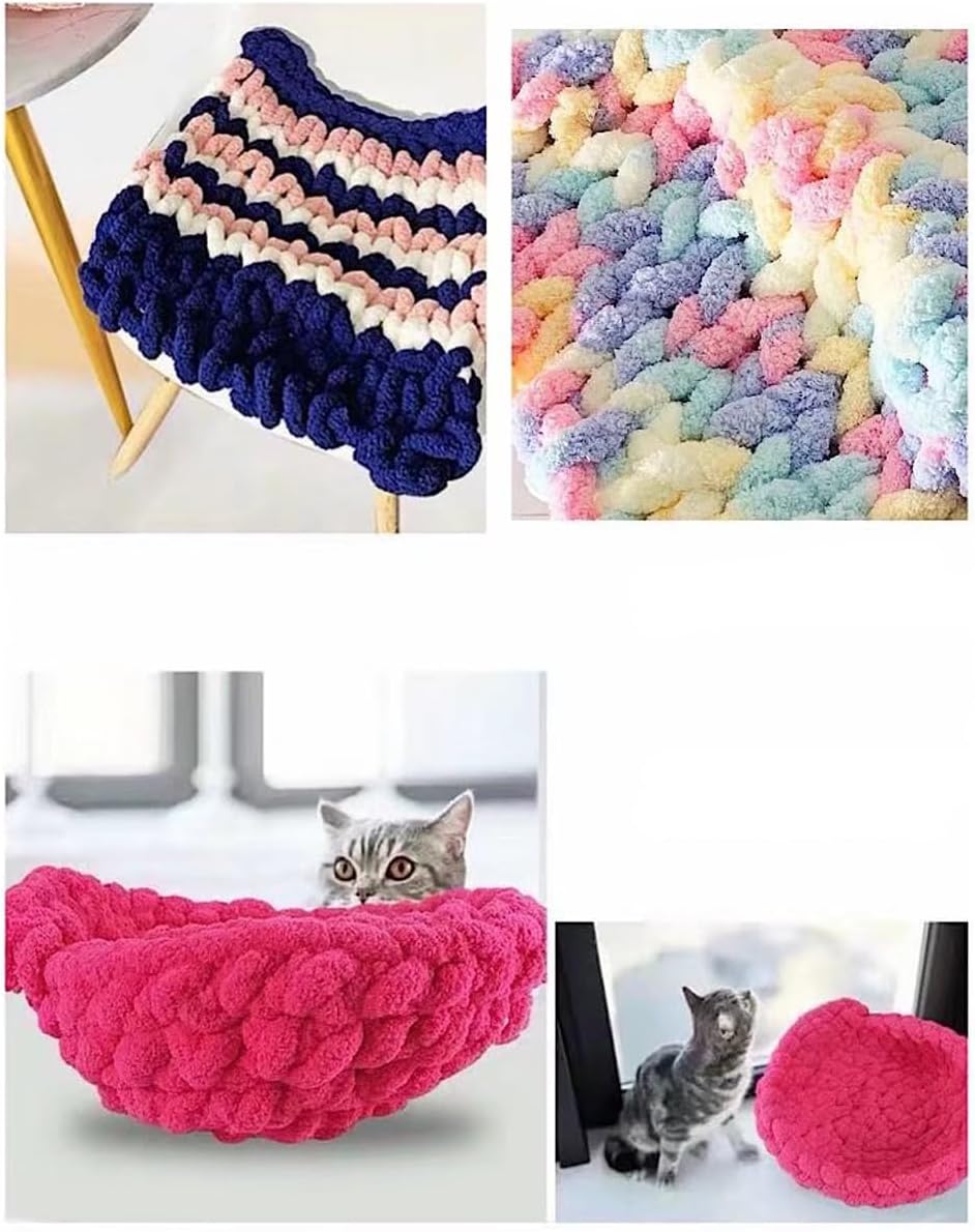 2 Skeins Chunky Chenille Yarn for Blanket, Super Soft Thick Fluffy Jumbo Chunky Chenille-Style Polyester Arm Knit Finger Yarn for Home Décor Projects 500g (Peach Blossom)