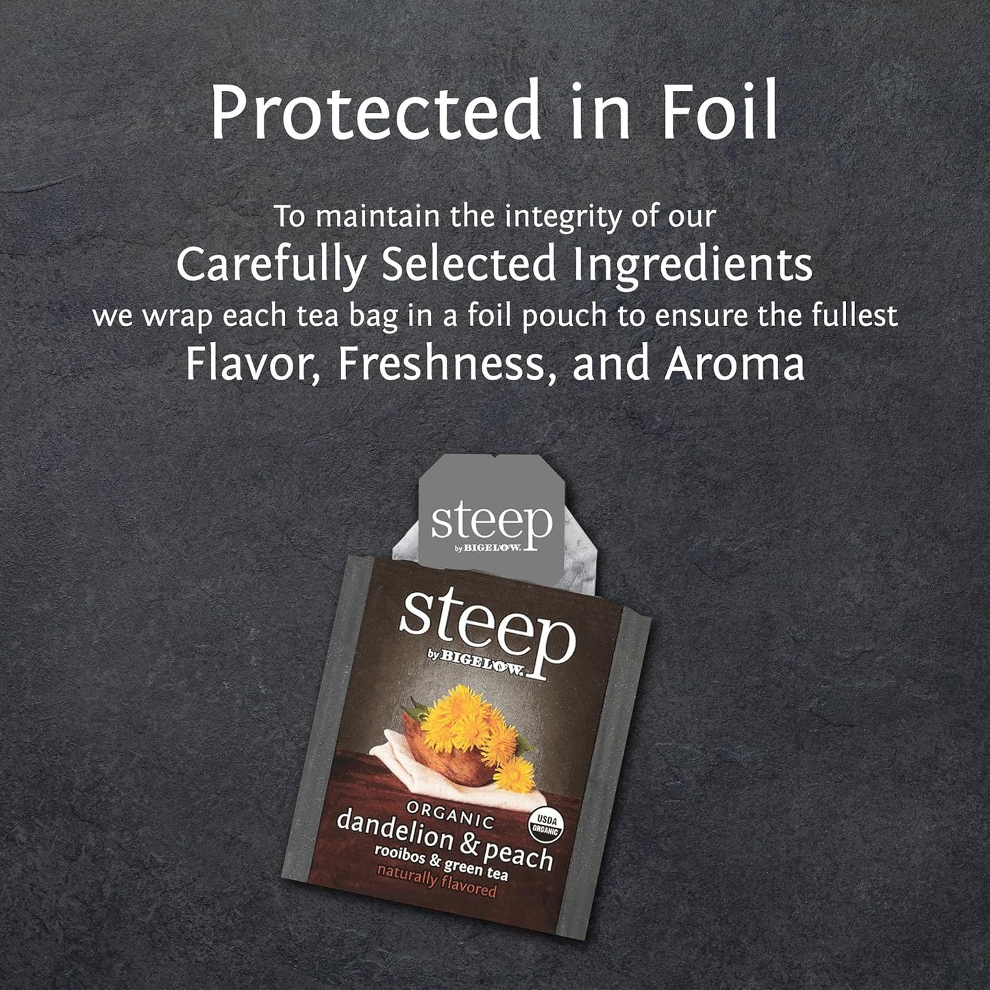 steep Organic Dandelion and Peach with Rooibos and Green Tea, Caffeinated, 20 Count (Pack of 6) 120 Total Tea Bags