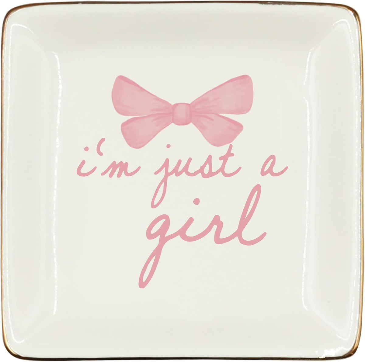 Coquette Pink Bow Ceramic Jewelry Tray Dish, Preppy Ribbon Jewelry Plate Ring Trinket Dish, Aesthetic Trendy Gifts for Women Bestie Aunt, Friendship Gifts for Best Friends 427