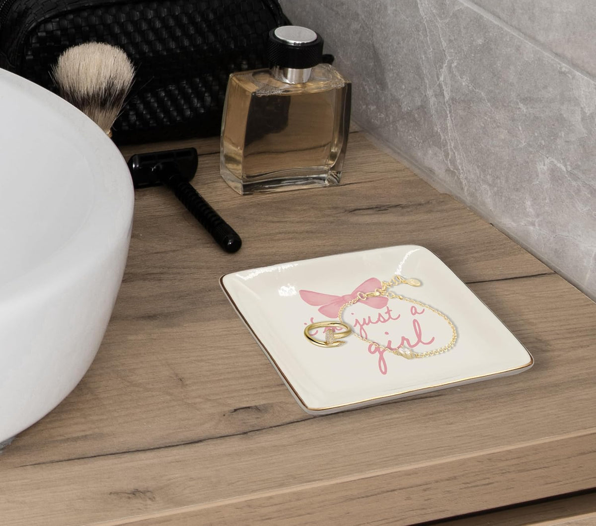 Coquette Pink Bow Ceramic Jewelry Tray Dish, Preppy Ribbon Jewelry Plate Ring Trinket Dish, Aesthetic Trendy Gifts for Women Bestie Aunt, Friendship Gifts for Best Friends 427