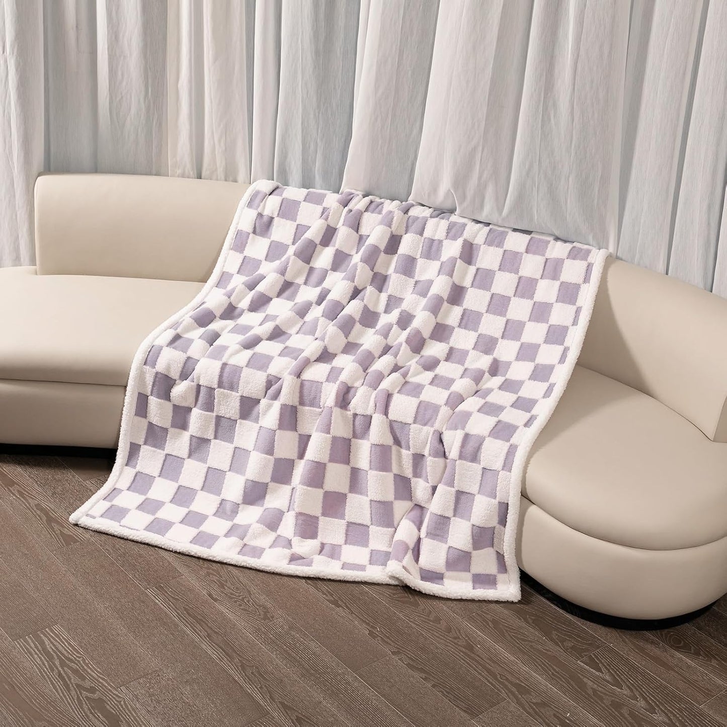Waterproof Pet Blanket,Dog Bed Covers Couch Sofa Stylish Jacquard Pets Throw Blankets for Puppy Cats Washable Reversible Furniture Protection Covers (Purple Check,S)