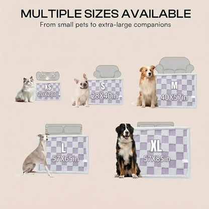 Waterproof Pet Blanket,Dog Bed Covers Couch Sofa Stylish Jacquard Pets Throw Blankets for Puppy Cats Washable Reversible Furniture Protection Covers (Purple Check,S)