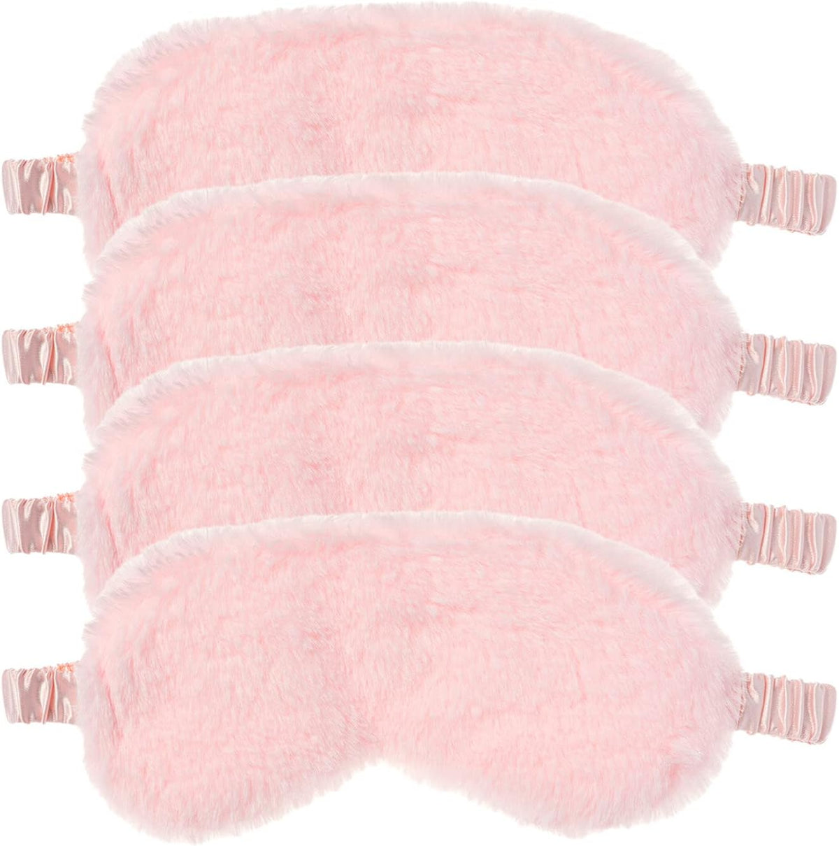 4 Pack Plush Eye Mask Soft Sleeping Blindfold Eye Cover for Sleepover Gift Birthday Party Favors, Comfortable Silky Fabric on the Back, Cozy, Downy and Soft (#64 Light Pink)