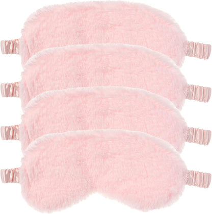 4 Pack Plush Eye Mask Soft Sleeping Blindfold Eye Cover for Sleepover Gift Birthday Party Favors, Comfortable Silky Fabric on the Back, Cozy, Downy and Soft (#64 Light Pink)