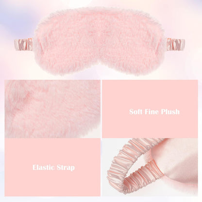 4 Pack Plush Eye Mask Soft Sleeping Blindfold Eye Cover for Sleepover Gift Birthday Party Favors, Comfortable Silky Fabric on the Back, Cozy, Downy and Soft (#64 Light Pink)