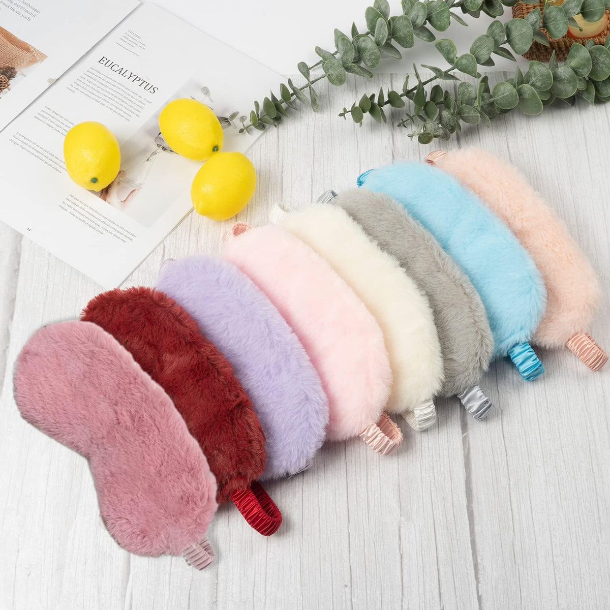 4 Pack Plush Eye Mask Soft Sleeping Blindfold Eye Cover for Sleepover Gift Birthday Party Favors, Comfortable Silky Fabric on the Back, Cozy, Downy and Soft (#64 Light Pink)