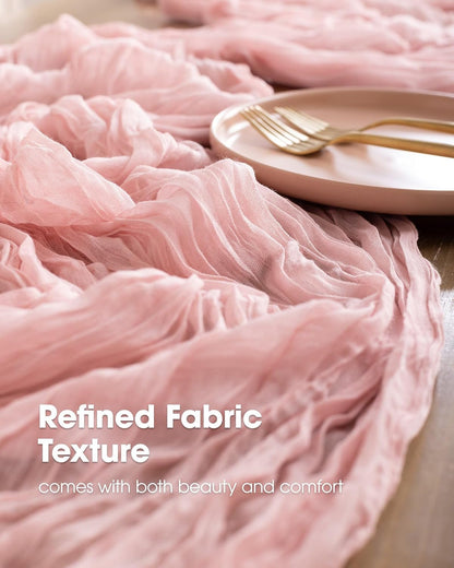 2 Pack Cheesecloth Table Runner 120 Inch Dusty Pink