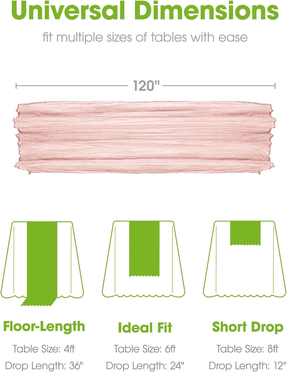 2 Pack Cheesecloth Table Runner 120 Inch Dusty Pink