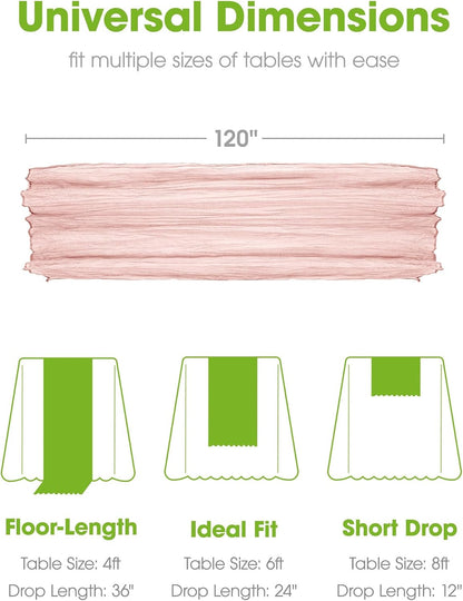 2 Pack Cheesecloth Table Runner 120 Inch Dusty Pink
