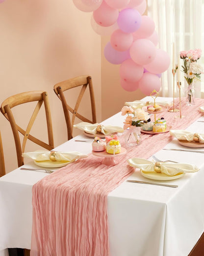 2 Pack Cheesecloth Table Runner 120 Inch Dusty Pink