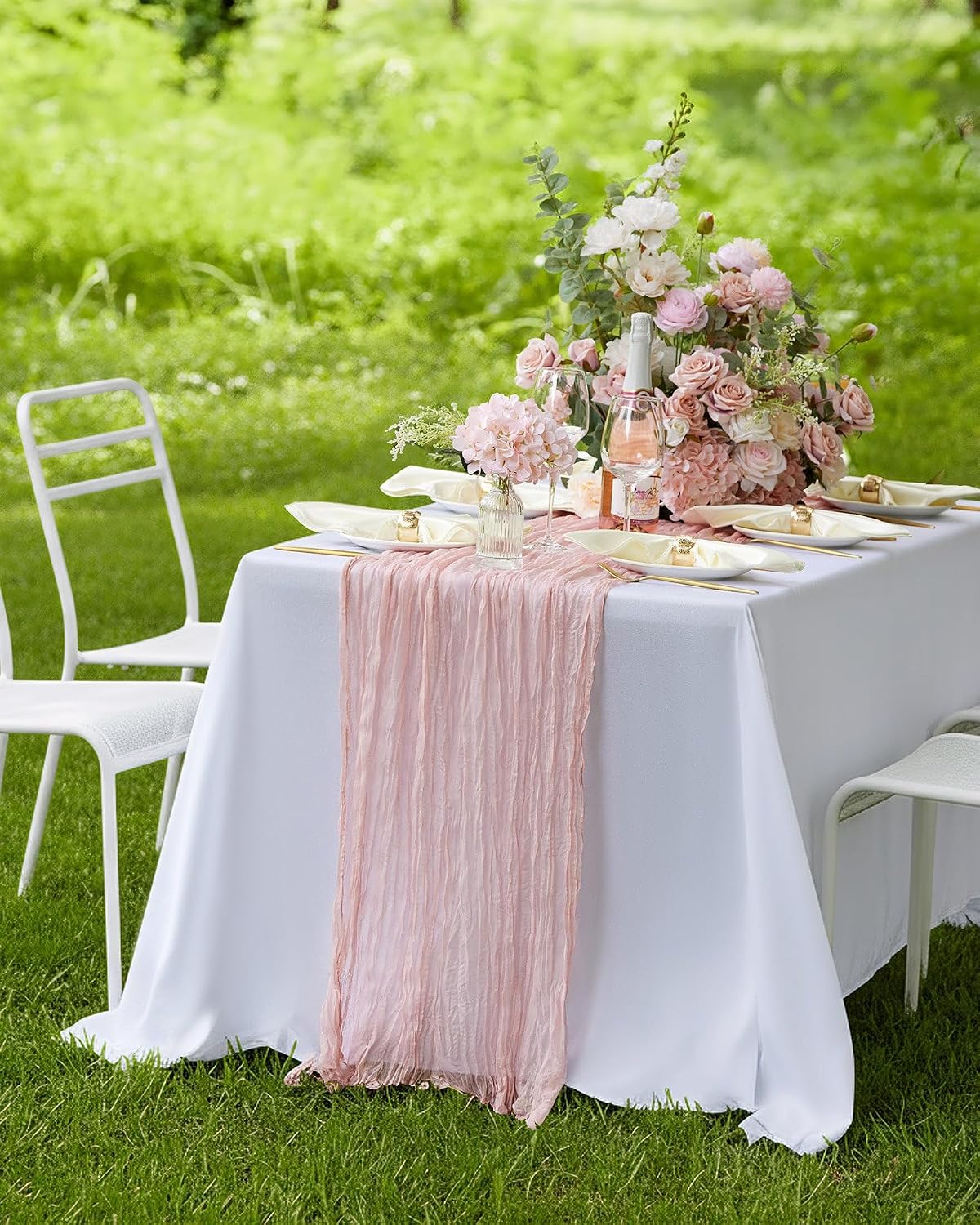 2 Pack Cheesecloth Table Runner 120 Inch Dusty Pink