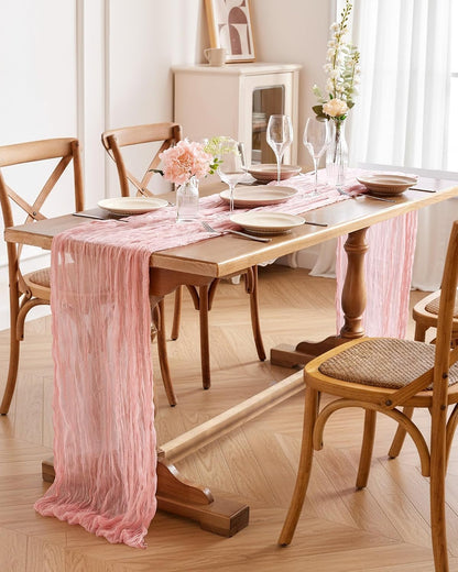 2 Pack Cheesecloth Table Runner 120 Inch Dusty Pink