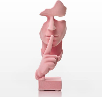 Thinker Statue Speak No Evil with Soft Velvety Texture, Pink