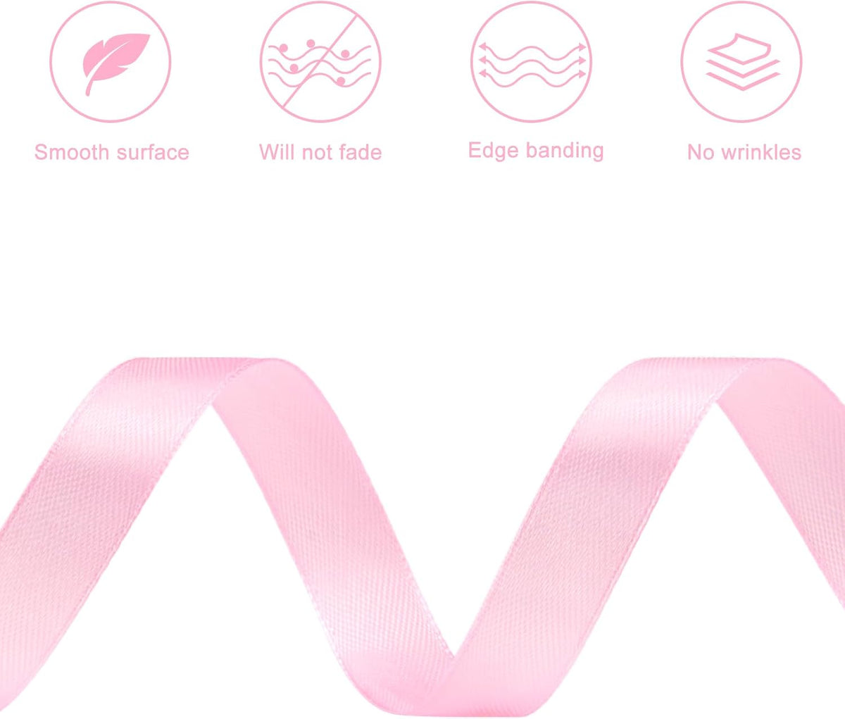 Light Pink Satin Ribbon, 1/2 Inch, 50 Yards