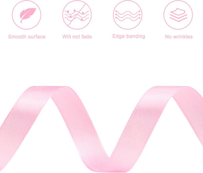 Light Pink Satin Ribbon, 1/2 Inch, 50 Yards