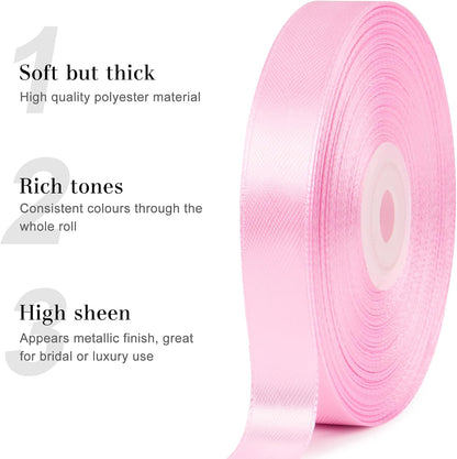 Light Pink Satin Ribbon, 1/2 Inch, 50 Yards