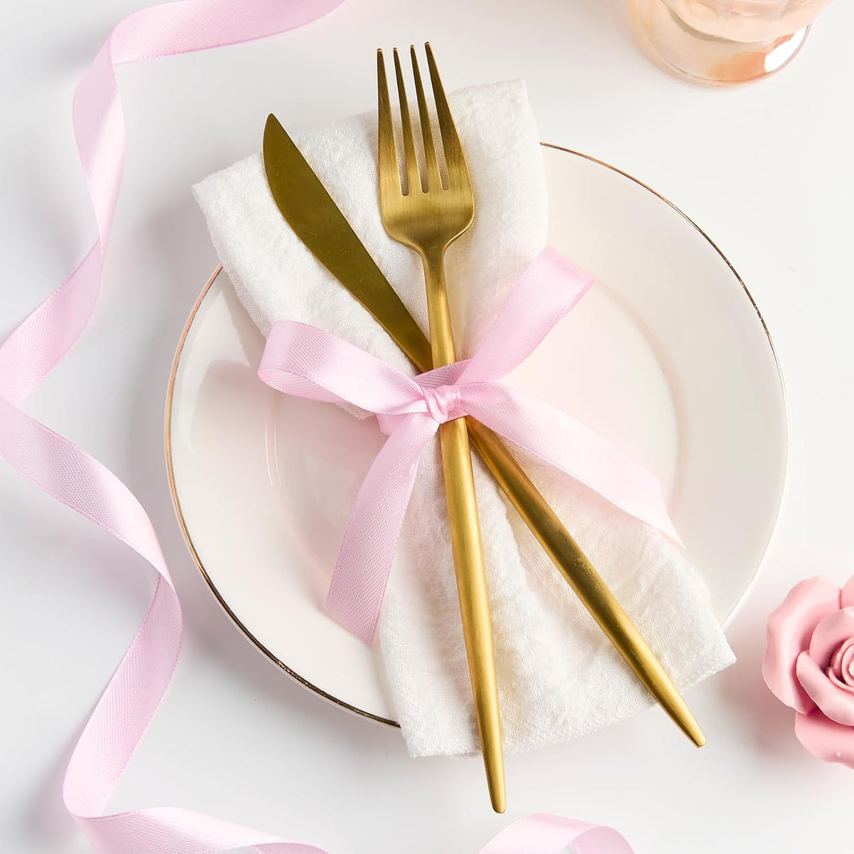 Light Pink Satin Ribbon, 1/2 Inch, 50 Yards