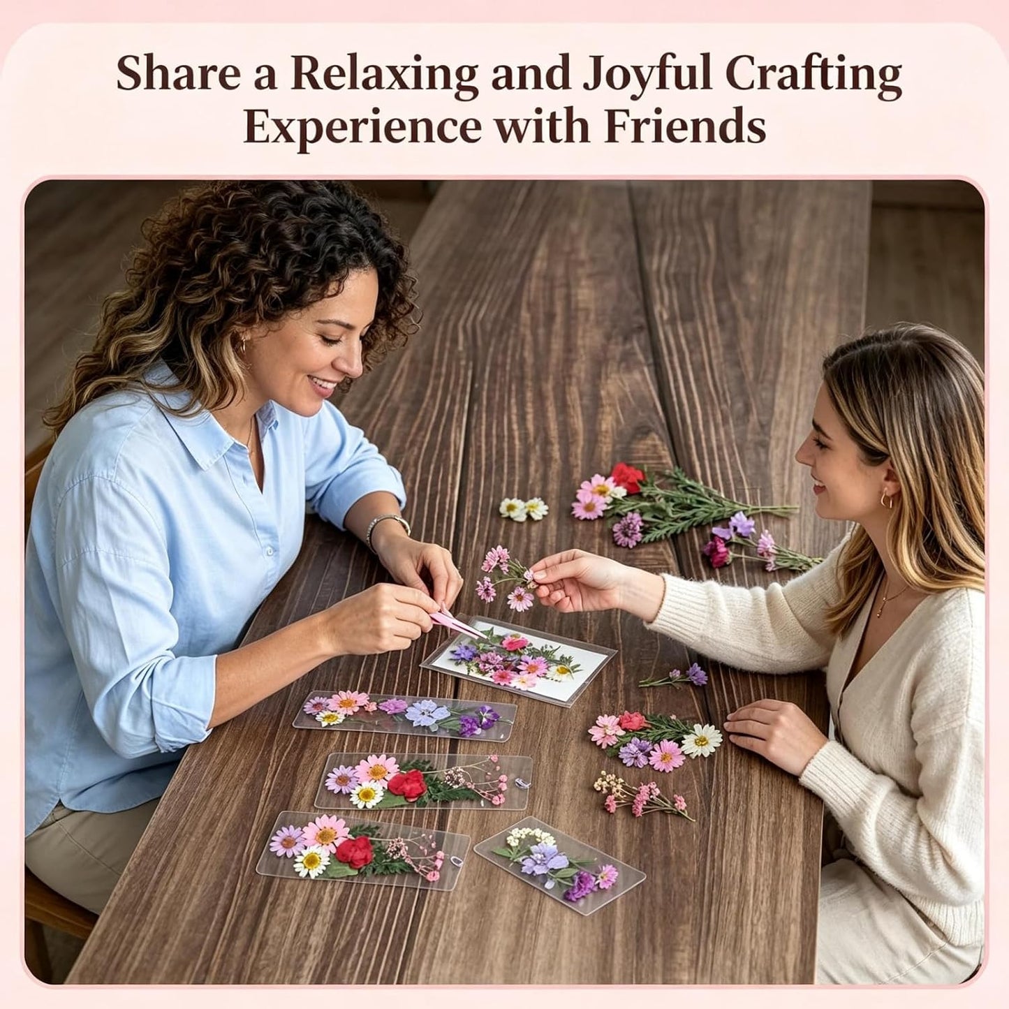 440 Pcs Pressed Flower Bookmark Making Kit, DIY Bookmark Laminating Pouches with Tassels and Puncher, Dried Flower Craft Kits for Adults Women, Valentine Bookish Gifts for Book Lovers