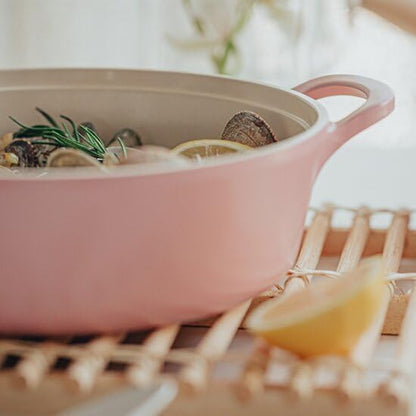 Retro 2.0Qt Low Stock Pot with Glass Lid, 8.7-Inch Nonstick Ceramic Coated Casserole Pot, Shallow Pot for Soup, Pasta, Stew, Pasta & Hot Pot, Dishwasher Safe, Made in Korea, Pink