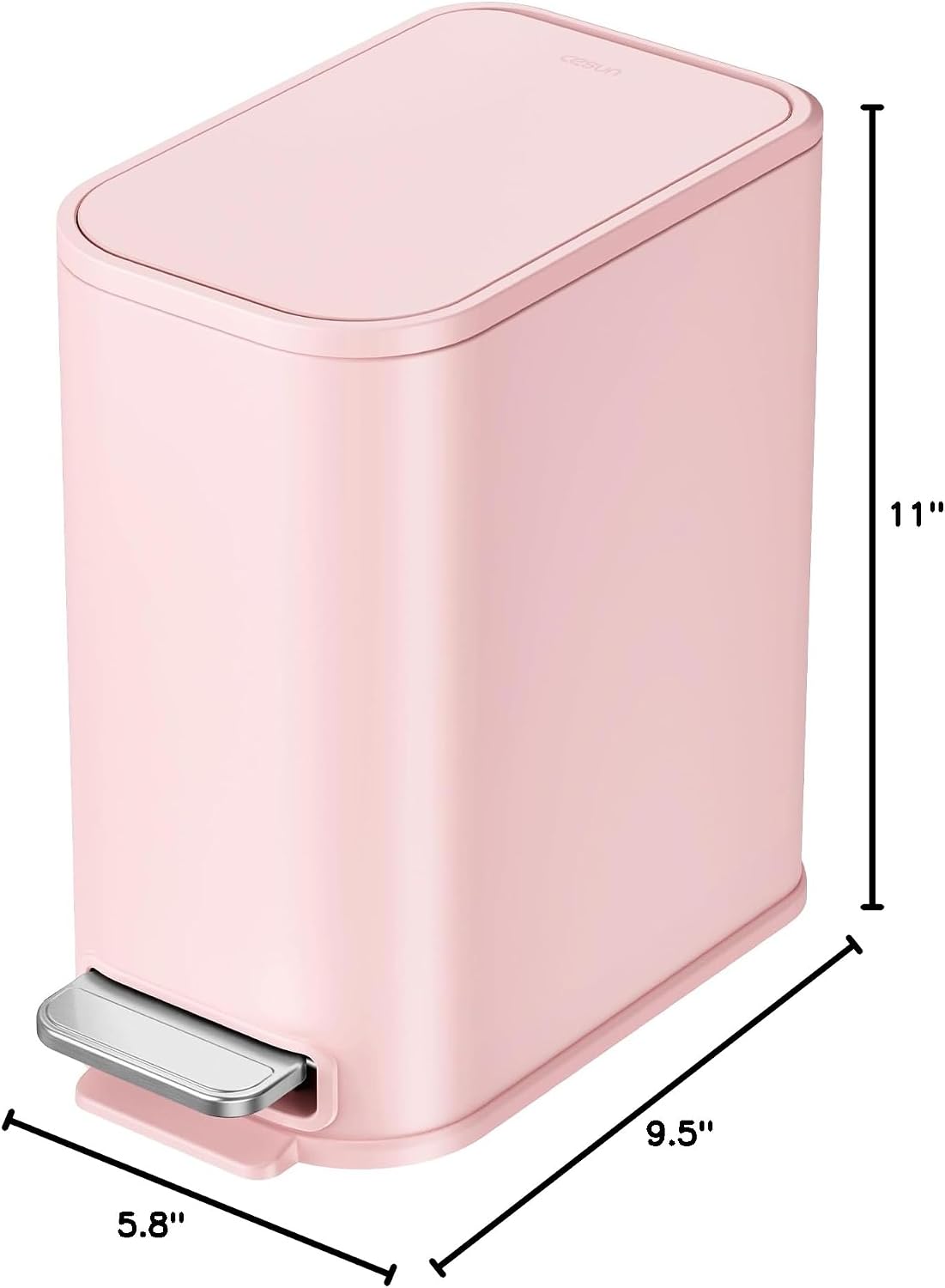 Small Bathroom Trash Can with Lid Soft Close & Pedal, 1.3 Gal, Pink