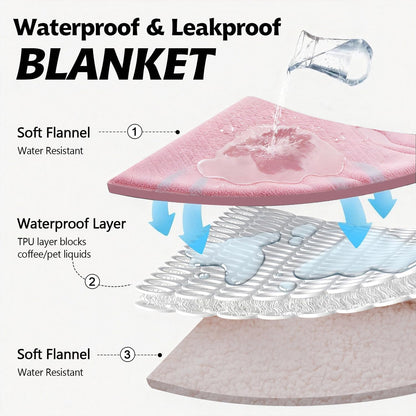 Pet Blankets for Cats - Waterproof Cat Blanket Washable - Sherpa Fleece Puppy Blanket, Soft Plush Reversible Throw Protector for Bed Couch Car Sofa, 40"X50", Pink Bows