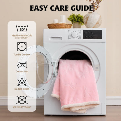 Pet Blankets for Cats - Waterproof Cat Blanket Washable - Sherpa Fleece Puppy Blanket, Soft Plush Reversible Throw Protector for Bed Couch Car Sofa, 40"X50", Pink Bows