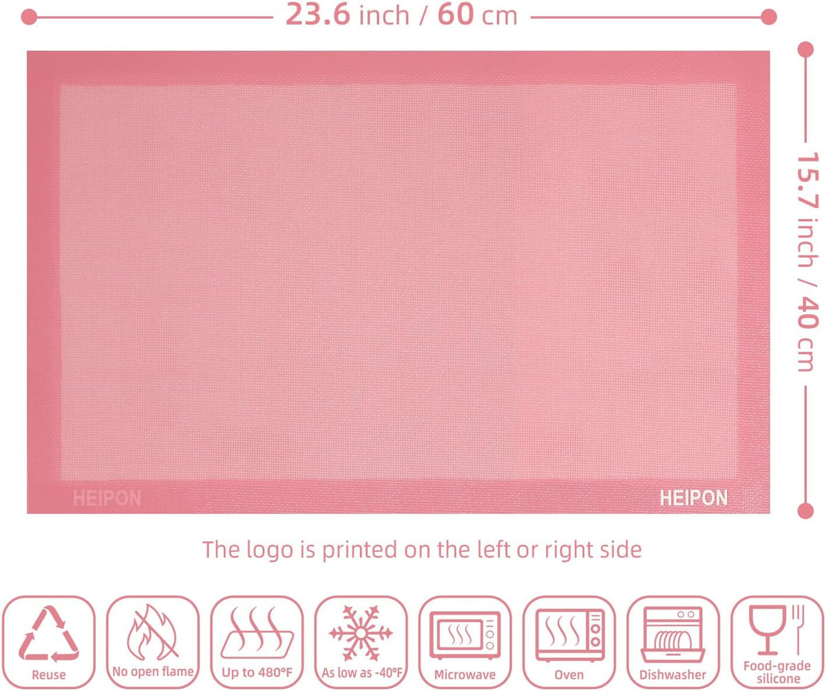 Pink Perforated Silicone Baking Mat,23.6"Lx15.7"W (Pink,2pcs)