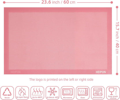 Pink Perforated Silicone Baking Mat,23.6"Lx15.7"W (Pink,2pcs)