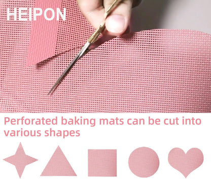 Pink Perforated Silicone Baking Mat,23.6"Lx15.7"W (Pink,2pcs)