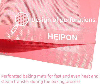 Pink Perforated Silicone Baking Mat,23.6"Lx15.7"W (Pink,2pcs)
