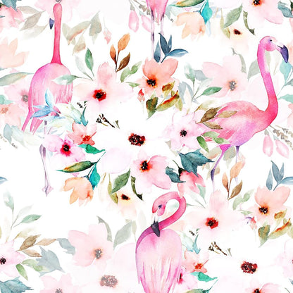 Watercolor Pink Flamingo Bird Flower Peel and Stick Wallpaper Self Adhesive Removable Easy Peel Off Stick on Wall Paper for Bedroom Cabinet Renter