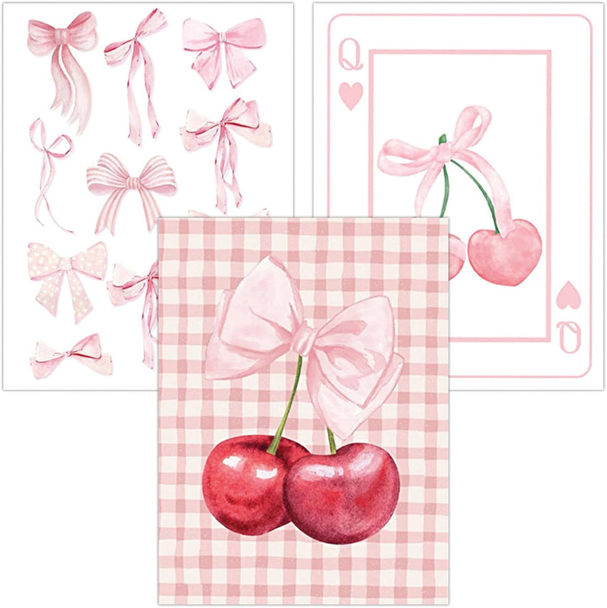3 Pack Pink Bows Diamond Art Kits for Adults 12x16 inch