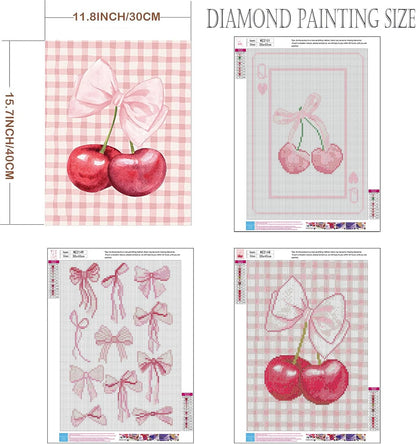 3 Pack Pink Bows Diamond Art Kits for Adults 12x16 inch