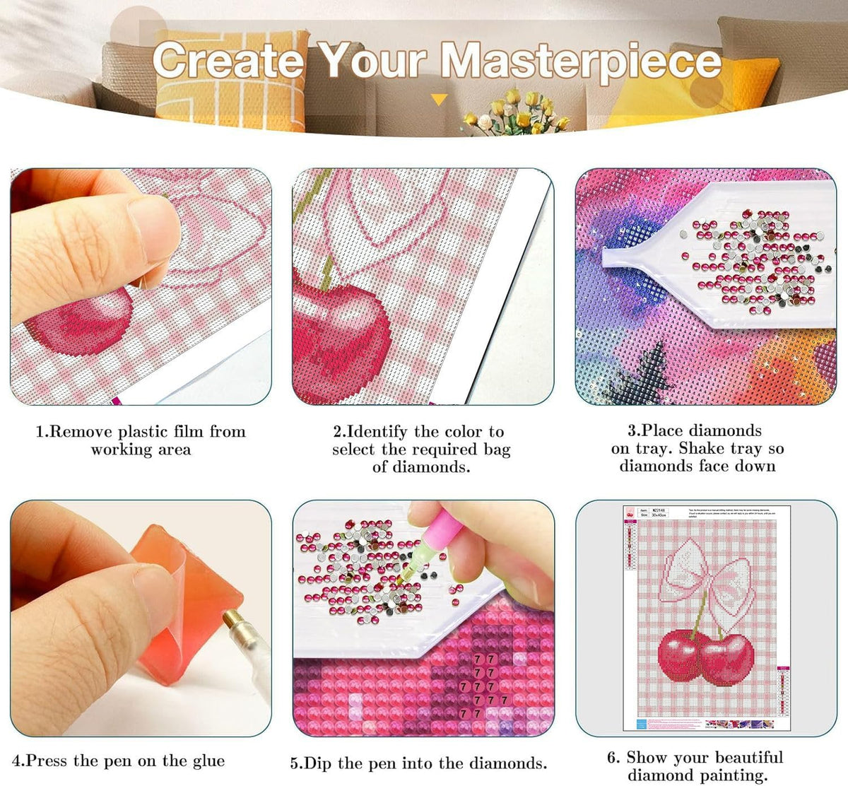 3 Pack Pink Bows Diamond Art Kits for Adults 12x16 inch