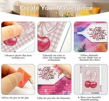 3 Pack Pink Bows Diamond Art Kits for Adults 12x16 inch