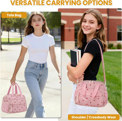 Corduroy Insulated Lunch Bag for Women Teen Girls