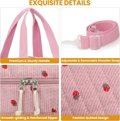 Corduroy Insulated Lunch Bag for Women Teen Girls