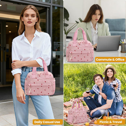 Corduroy Insulated Lunch Bag for Women Teen Girls