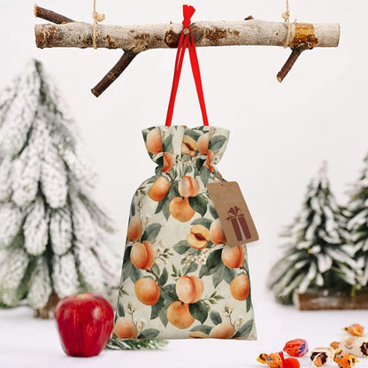 Peaches (2) Print Christmas Drawstring Gift Bags, Reusable Candy Treat Bags For Holiday Birthday Party