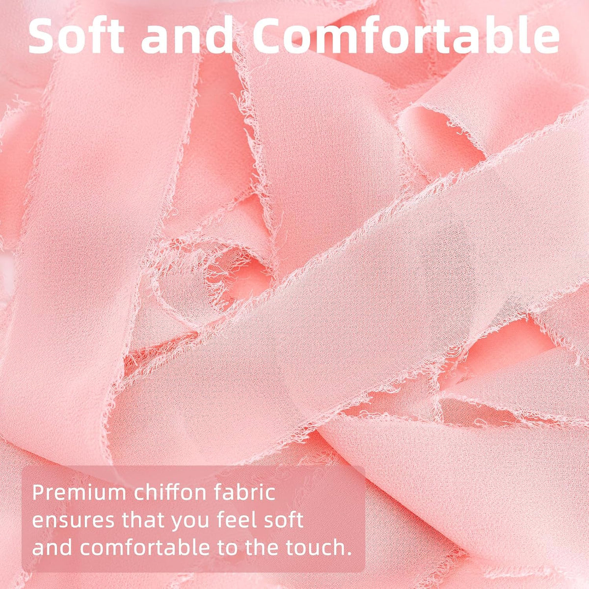 Blush Pink Handmade Chiffon Ribbon,1.5Inch x 3 Rolls Total 24 Yards Ribbon