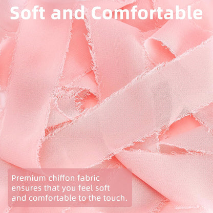Blush Pink Handmade Chiffon Ribbon,1.5Inch x 3 Rolls Total 24 Yards Ribbon