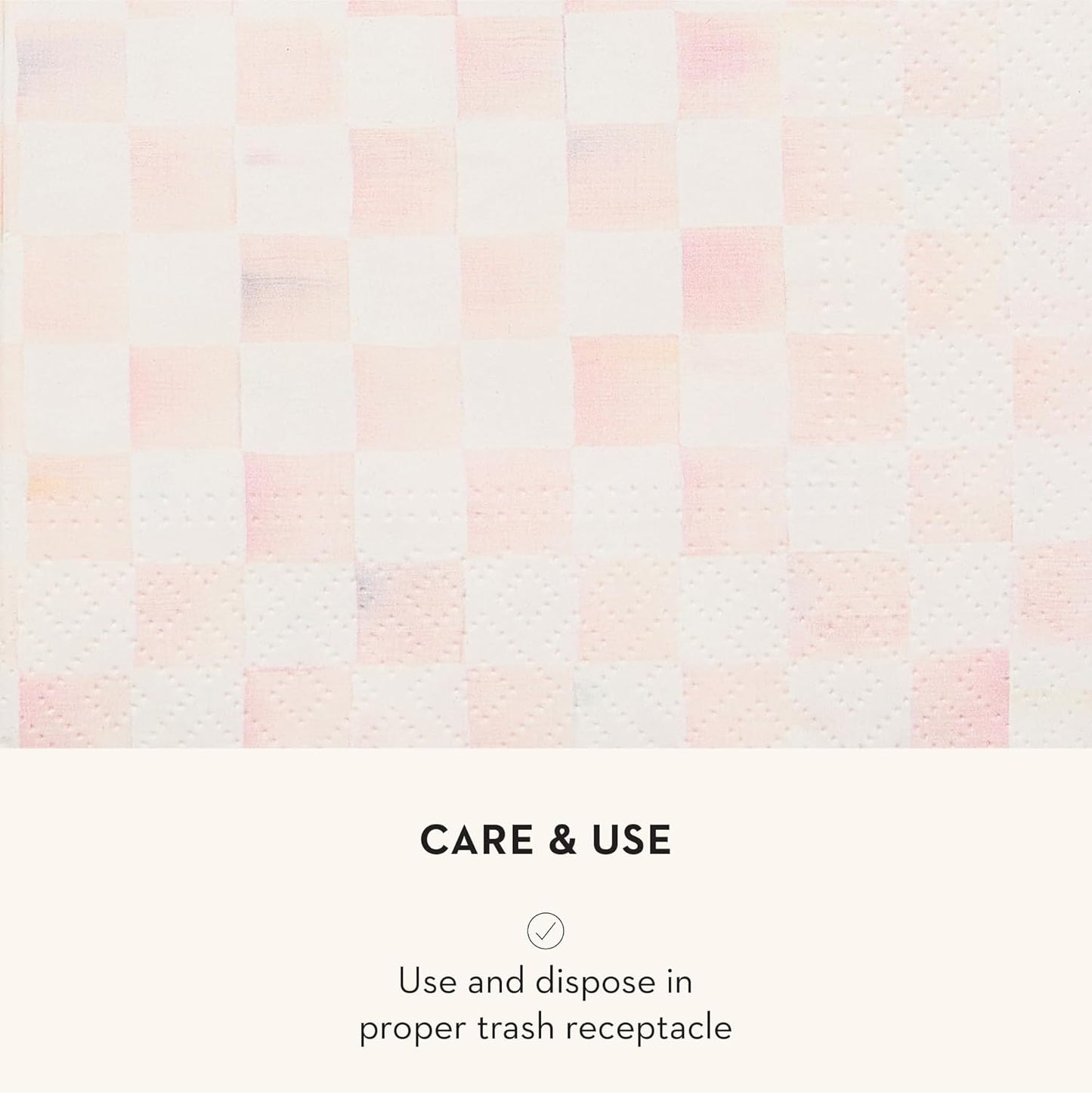 MACKENZIE-CHILDS Cocktail Paper Napkins, Stylish Paper Cocktail Napkins for Parties and More, Pink-and-White Rosy Check