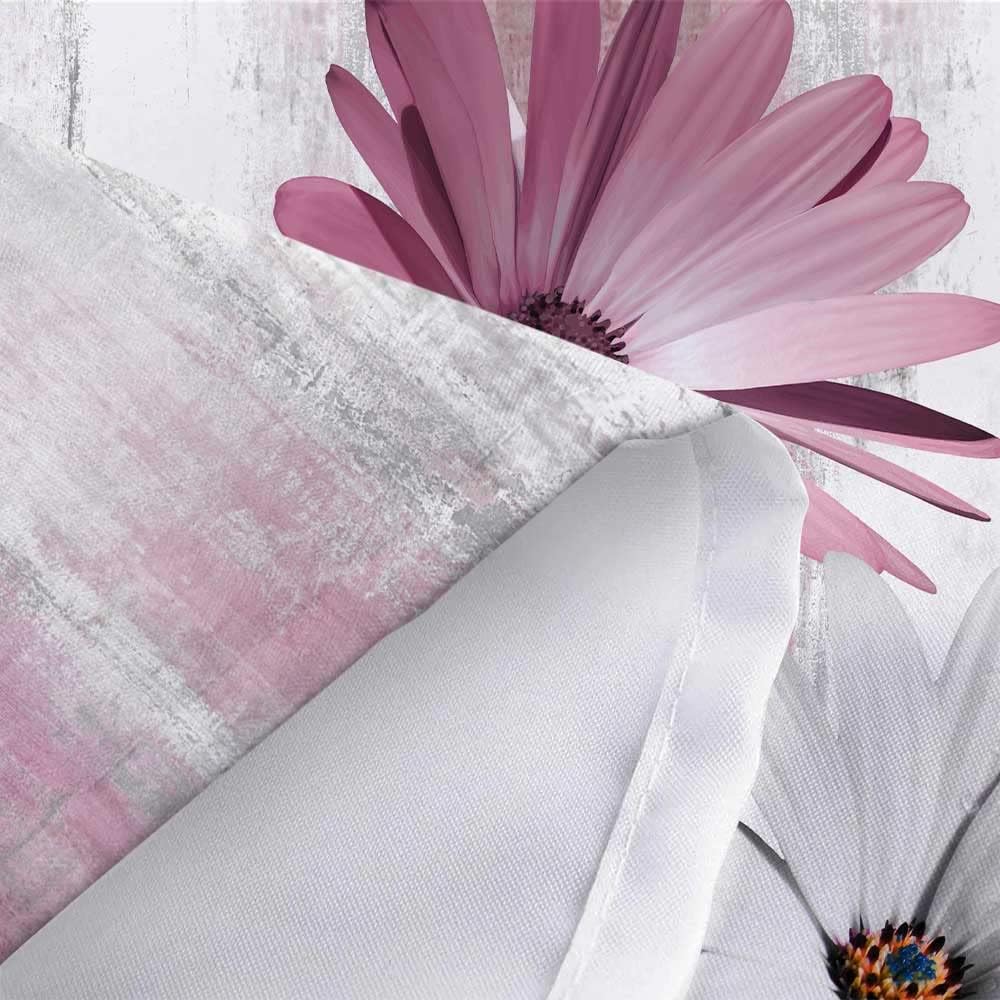 Rustic Farmhouse Shower Curtain, Farm Pink Daisy Floral Flowers and Butterfly on Country Wooden Shower Curtain for Bathroom, Pink Grey Bathroom Shower Curtains with 12PCS Hooks, 70X70IN