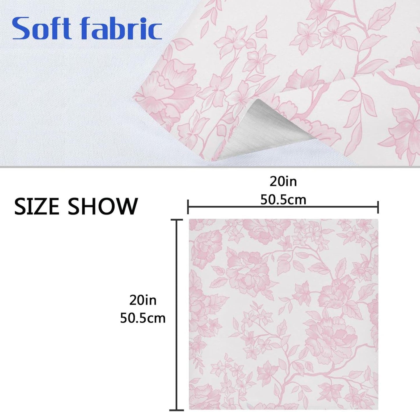 Pink Floral Cloth Napkins Set of 6 Pack 20 Inches, Washable Kitchen Table Dinner Napkins for Wedding| Hotel| Home Party