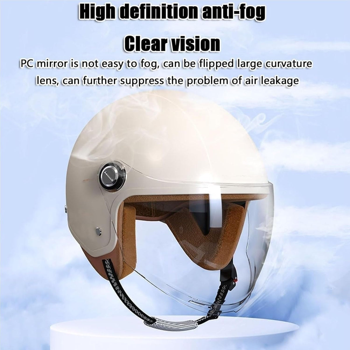 Retro 3/4 Motorcycle Half Helmets,DOT Approved Vintage Scooter Dirt-Bike Go-Kart Moped Electric Bicycle Light Quick Buckle Open Face ATV Helmet for Adult Men Women