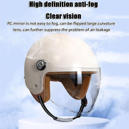Retro 3/4 Motorcycle Half Helmets,DOT Approved Vintage Scooter Dirt-Bike Go-Kart Moped Electric Bicycle Light Quick Buckle Open Face ATV Helmet for Adult Men Women