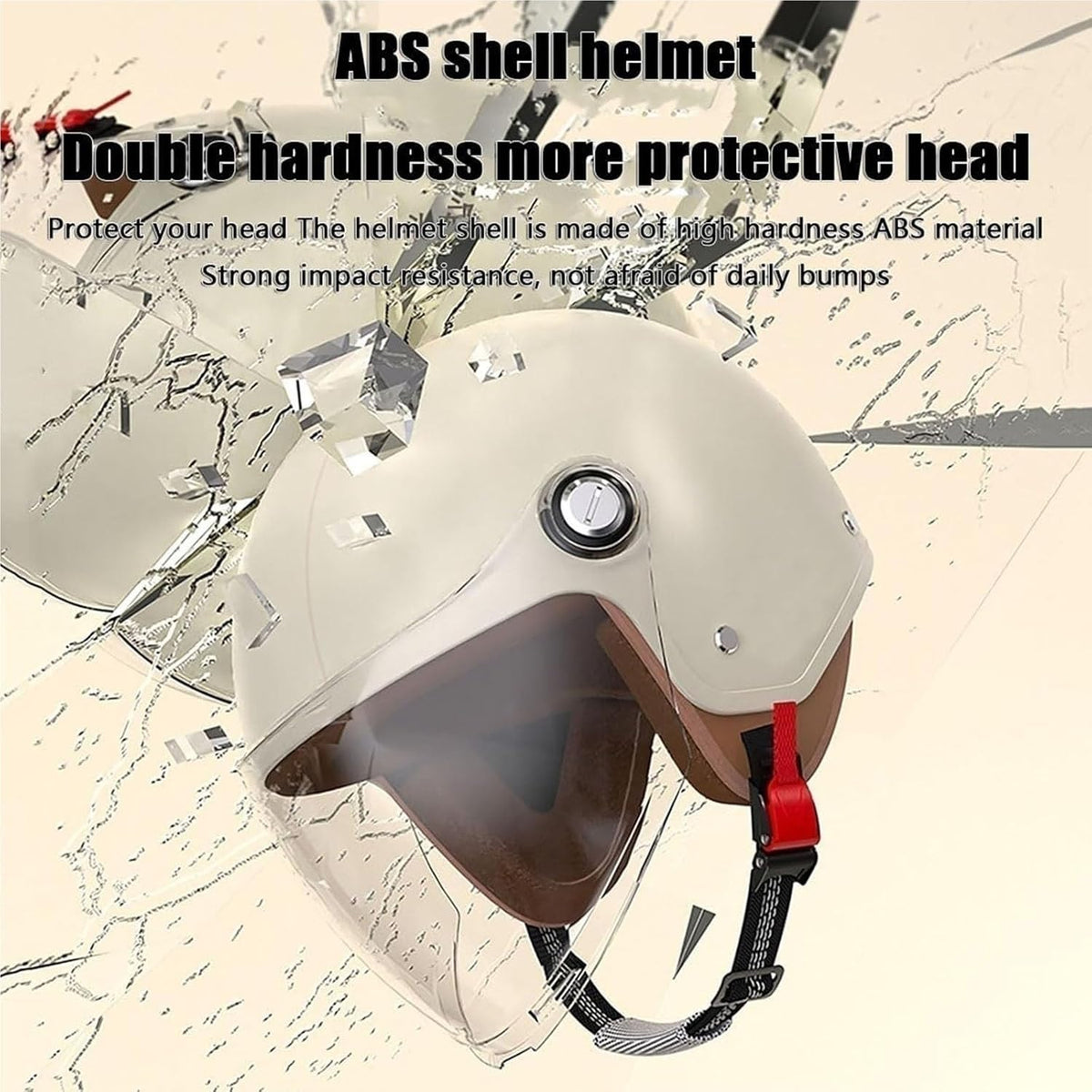 Retro 3/4 Motorcycle Half Helmets,DOT Approved Vintage Scooter Dirt-Bike Go-Kart Moped Electric Bicycle Light Quick Buckle Open Face ATV Helmet for Adult Men Women