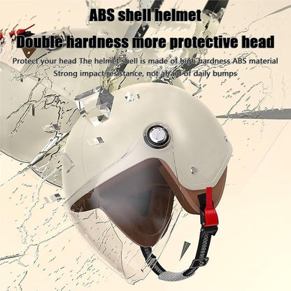 Retro 3/4 Motorcycle Half Helmets,DOT Approved Vintage Scooter Dirt-Bike Go-Kart Moped Electric Bicycle Light Quick Buckle Open Face ATV Helmet for Adult Men Women